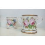 Two early Staffordshire Loving cups