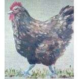 Deborah Jones Oil on board depicting a hen, titled