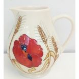 Moorcroft jug in the Harvest Poppy pattern, height