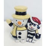 Lorna Bailey group, snowman with cat , height 11cm