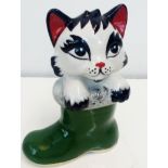 Lorna Bailey cat in boot, height 13cm