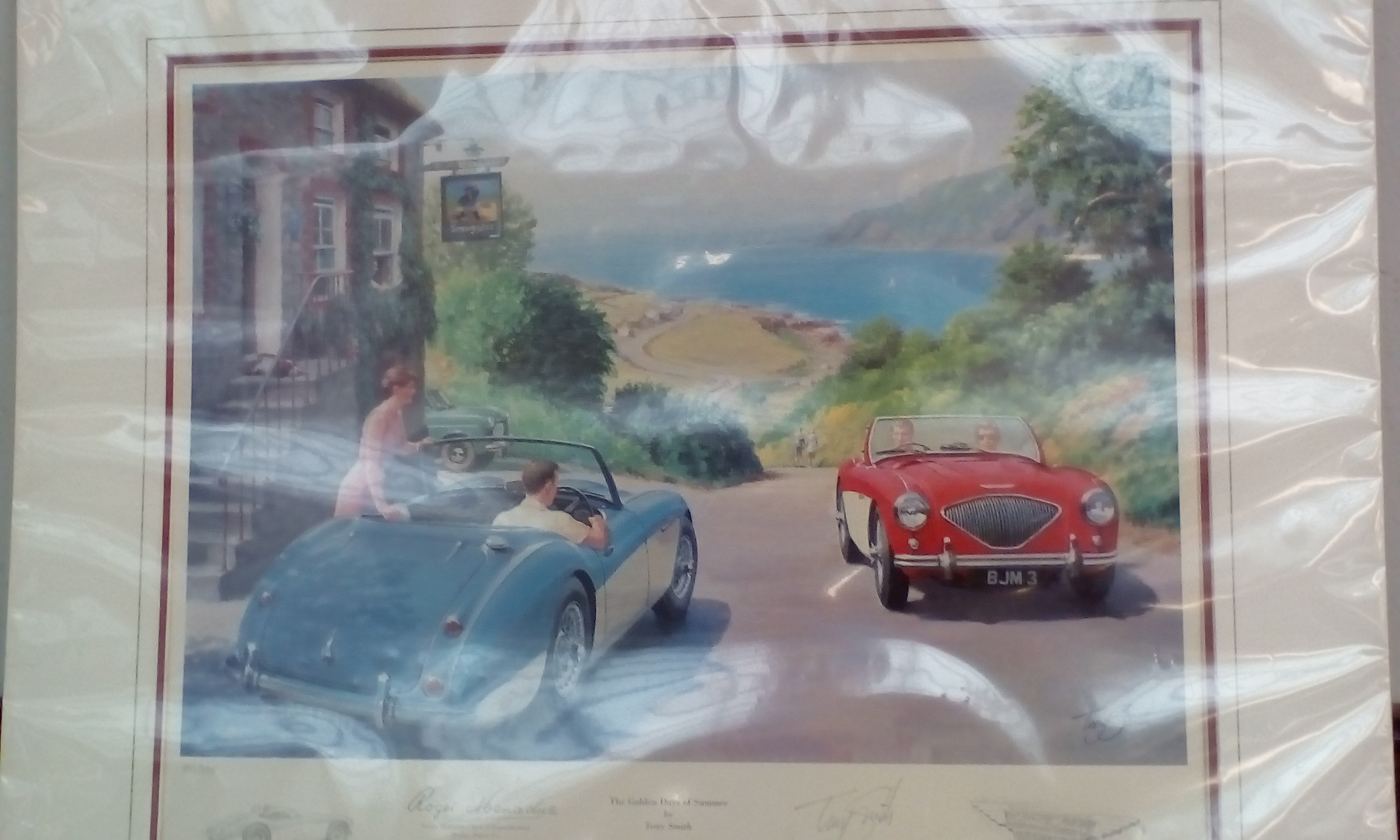 Motoring print signed in pencil by Roger Menadue