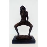 Erotic nude bronze on a marble base, height 32cm