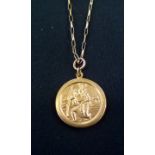 9 ct gold chain with St Christopher pendant, 66 cm