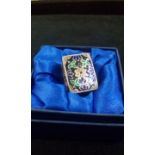 Silver and enamelled pill box