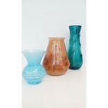 Three art glass vases, largest 26cm in height