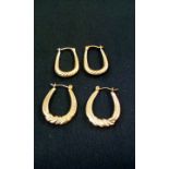 Two pairs of 9 ct gold earrings