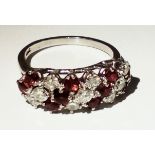 18ct white gold diamond and ruby ring 10x rubies 9