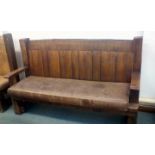 Large rustic bench with leatherette seats 181cm wi