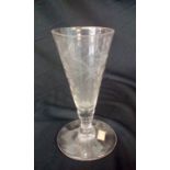 18th century glass with etched decoration, height-