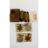 WW2 boxed medals, ribbons + slip x4