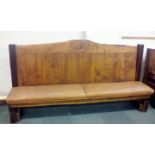 Large rustic bench with leatherette seats 238cm wi