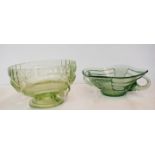Two Green Glass Bowls