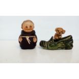 Sylvac Dog and Shoe and a German Figure of a Monk