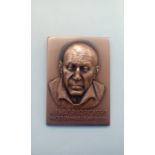 Bronze plaquette commemorating Pablo Picasso, with