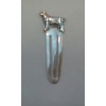 Silver bookmark in the form of a dog