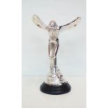 Chrome Spirit Of Ecstasy on Marble Base 36cm Heigh