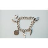 Silver charm bracelet with 6 charms