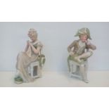 Pair of Continental Bisque Figures - Repair to 1 2