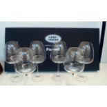 Cased set of Land Rover Large Wine Glasses x 6