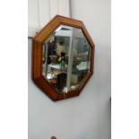 Light Oak Octagonal Bevelled Mirror 1930's