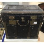 A 19th century brass-bound and studwork carriage chest