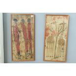 African School: Two figural tribal studies, signed,