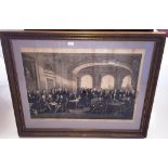 A monochrome lithograph depicting a gathering of notable Victorians including Dickens, Tennyson etc,