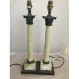 A pair of hardstone Corinthian column lamps