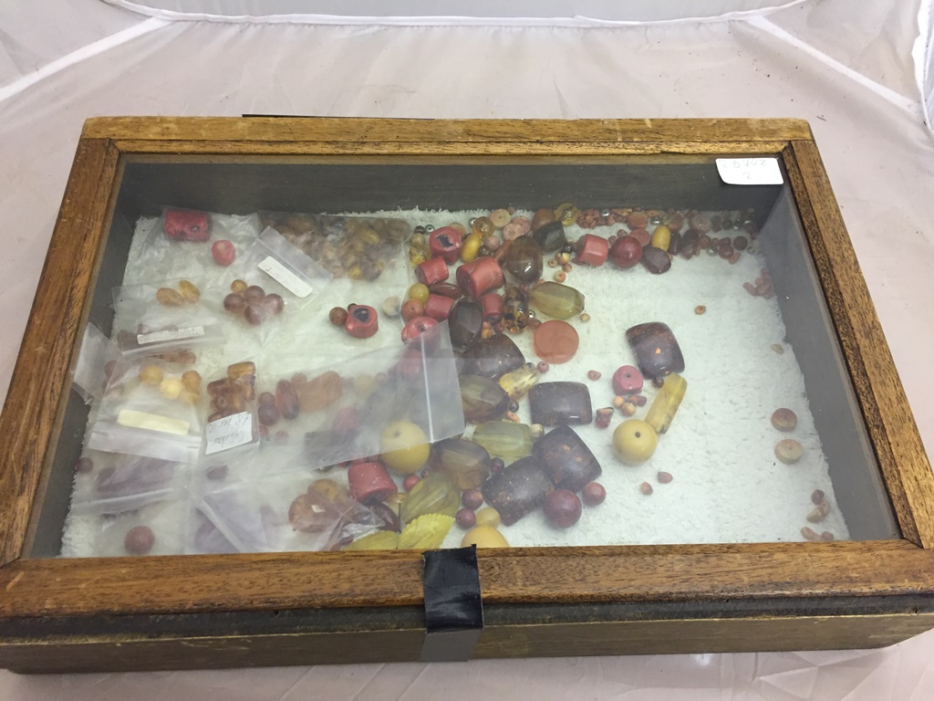 A case of amber and coral jewellery