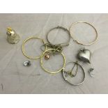 A quantity of silver and gold items to inc bracelets,