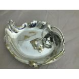 A stylish electroplated Art Nouveau fruit dish, unmarked, in the manner of WMF,