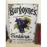 A large rare enamel sign: "Burgoynes Australian Wine" H153cm x W102cm