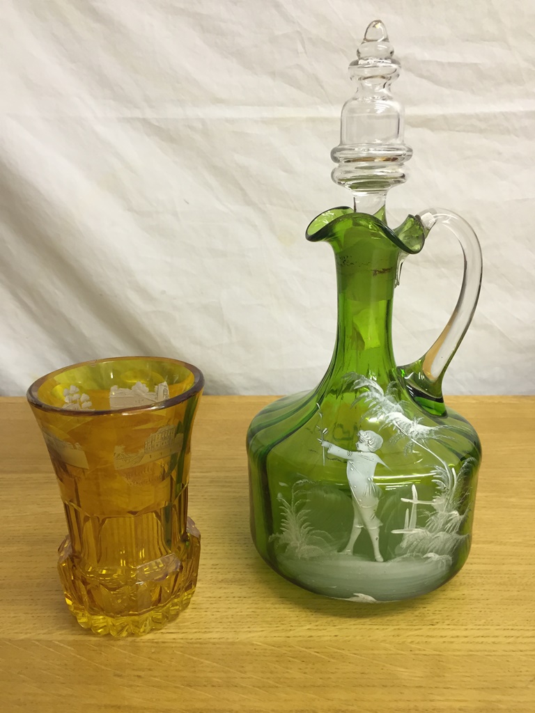 A Mary Gregory decanter;