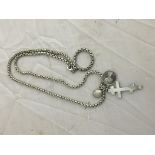 A Link of London silver chain and triple pendant
