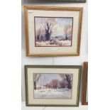 Arthur Gee (20th century): Two winter landscape watercolours, each signed,