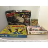 A quantity of vintage toys: Star Wars, Popeye game,