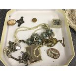 A quantity of dress jewellery, a Maundy coin brooch,