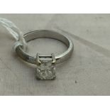 An 18ct white gold emerald cut diamond solitaire approx 1.