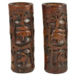 A Mirror Pair of Chinese Bamboo Brushpots,