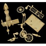 A Napoleonic Prisoner-of-War Bone Miniature Spinning Jenny Automaton, c1820: In disassembled form,