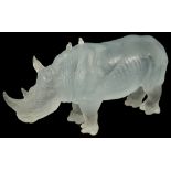 A Daum Crystal Rhinocerous: "Le Rhinoceros Blanc", boxed with certificate,