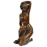 A Bronze of a Kneeling Nude after Villanis: Kneeling woman with arm on her head dressed in skirt