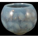 R Lalique (French 1860-1945) Rare "Cyprins" Refermee Bowl: High Opalescent bowl,