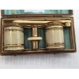 Cased French opera glasses with bone handle