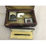 A quantity of dress jewellery and Cross pen in a miniature suitcase