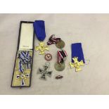 A boxed Mother's Cross, Police medals,