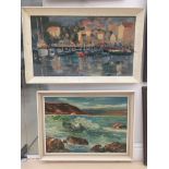 Two oils of harbour scenes, one signed lower right,