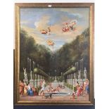 Continental School: A Neo-Classical scene with figures amidst fountains with cherubs above,