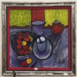 Continental School: Still life, oil on board, signed lower right,